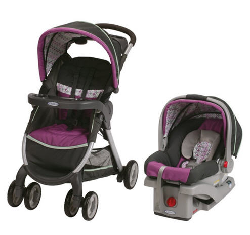 purple car seat stroller combo