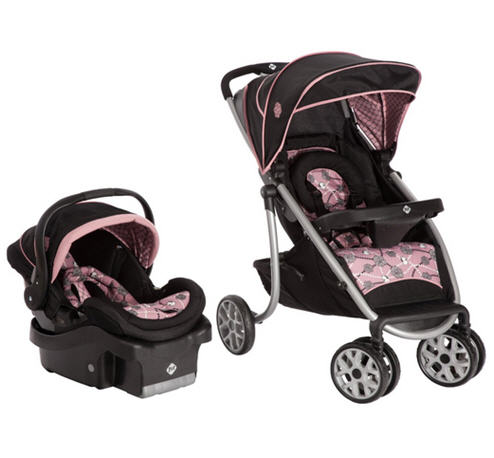 Black And Pink Car Seat Stroller Combo - Black And Pink Car Seat Stroller Combo